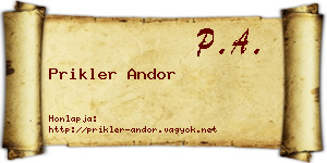 Prikler Andor névjegykártya