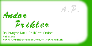 andor prikler business card